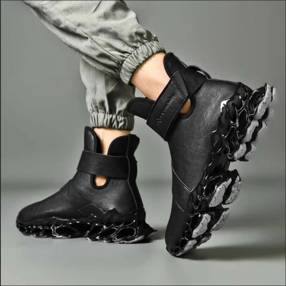 Comanier Black Blade futuristic 3D print style sneaker shoes